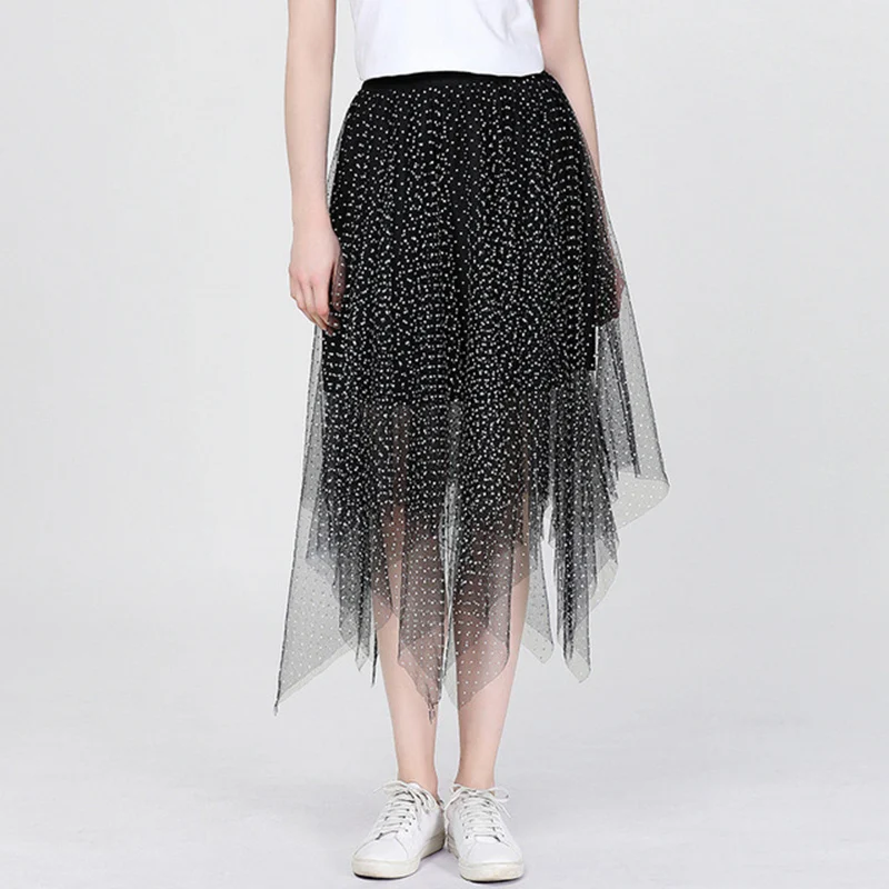 High quality Polka Dot mesh skirts women fashion ladies korean skirt casual Irregular hem lace skirt plus size 5xl Elastic waist
High quality Polka Dot mesh skirts women fashion ladies korean skirt casual Irregular hem lace skirt plus size 5xl Elastic waist