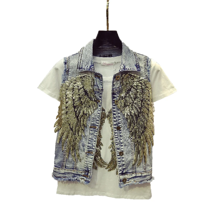 Denim Vests for women Spring and summer new Women's Short Jackets Coat Ladies Sequin Jeans Tops Girl Student Slim Jackets Vadim
Denim Vests for women Spring and summer new Women's Short Jackets Coat Ladies Sequin Jeans Tops Girl Student Slim Jackets Vadim