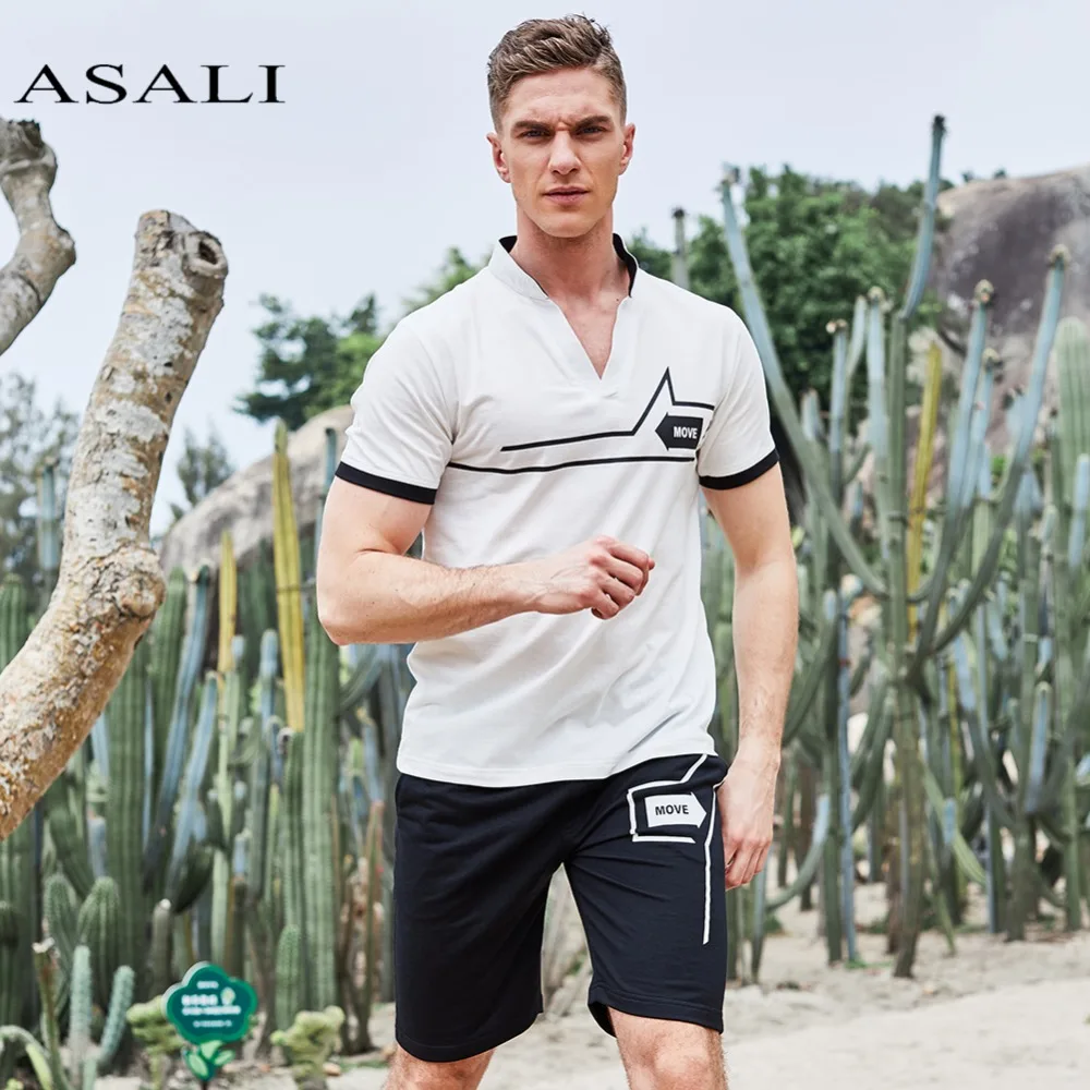 ASALI Breathable Stand Collar Summer Men Set 2019 Beach Suits Pants Tracksuit tee Casual Male Sweatshirt Sportswear Gym Fitness
ASALI Breathable Stand Collar Summer Men Set 2019 Beach Suits Pants Tracksuit tee Casual Male Sweatshirt Sportswear Gym Fitness