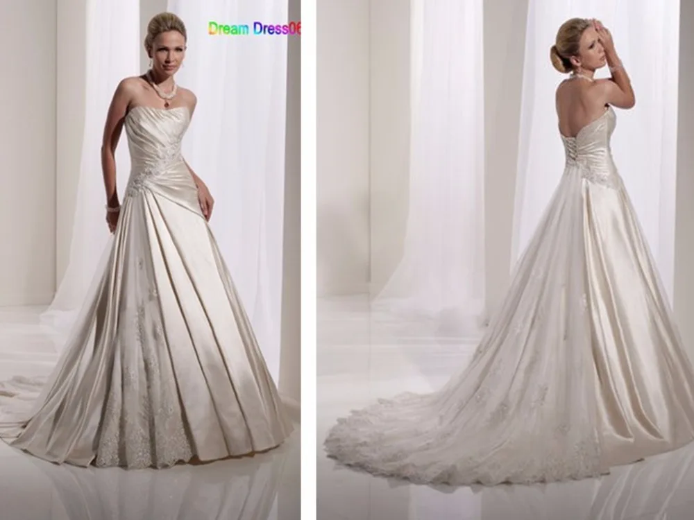 dresses free shipping 2013 New Custom made Ivory/White Satin Lace A-Line Strapless Wedding Dress Bride Gown
dresses free shipping 2013 New Custom made Ivory/White Satin Lace A-Line Strapless Wedding Dress Bride Gown