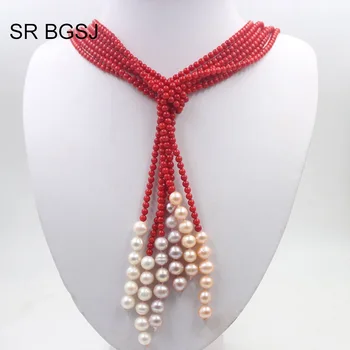 Free Shipping 50" 4mm Red Round Coral Beads &8-9mm Round Freshwater Pearl Women Long Necklace
Free Shipping 50" 4mm Red Round Coral Beads &8-9mm Round Freshwater Pearl Women Long Necklace