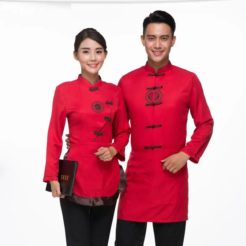 Free Shipping Tea House Long Sleeve Work Uniforms Chinese Traditional Costumes Hotpot Waiter Tang Uniform Shirt+Apron Set Sales
Free Shipping Tea House Long Sleeve Work Uniforms Chinese Traditional Costumes Hotpot Waiter Tang Uniform Shirt+Apron Set Sales