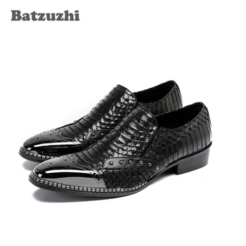 Batzuzhi 2018 New Men Shoes Silver Metal Toe Men Dress Shoes Genuine Leather Black Italian Fashion Business Oxford Shoes, 38-46 
Batzuzhi 2018 New Men Shoes Silver Metal Toe Men Dress Shoes Genuine Leather Black Italian Fashion Business Oxford Shoes, 38-46