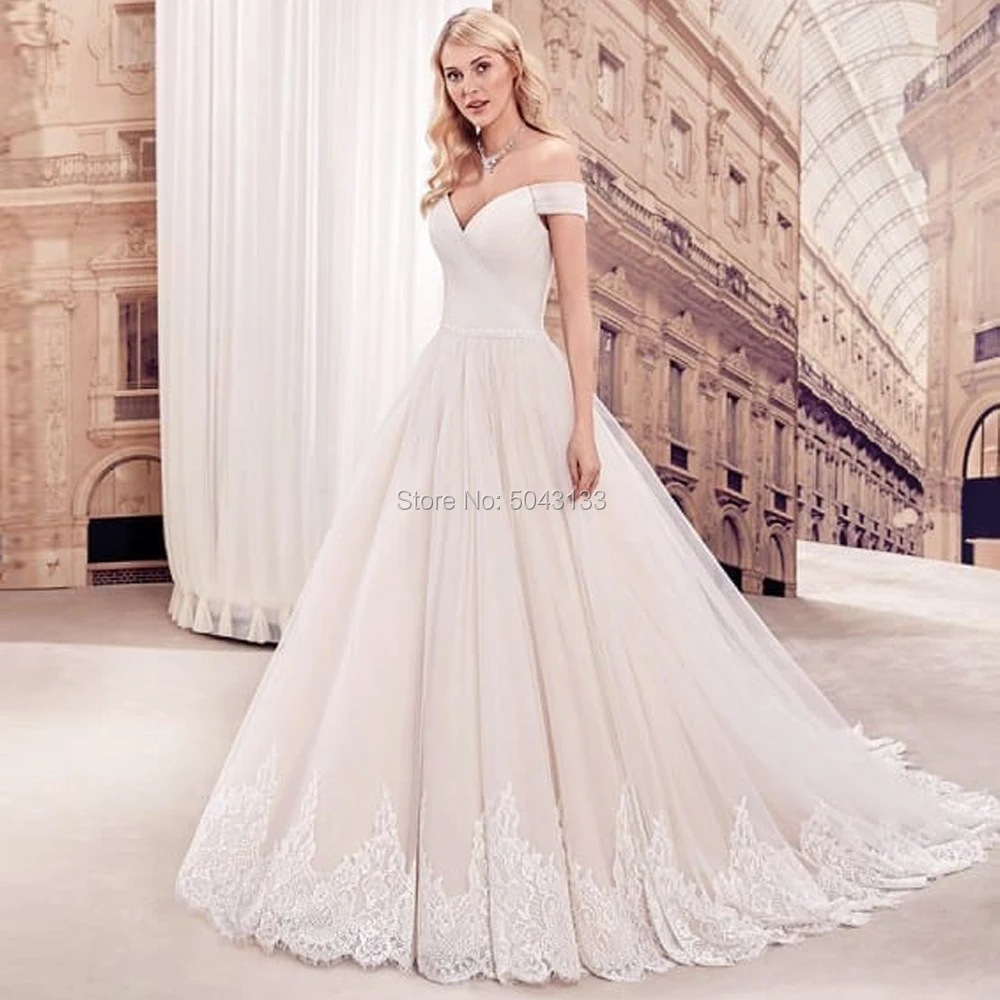 Elegant Tulle Wedding Dresses with Appliques Off The Shoulder V Neck A Line Cap Sleeves Bridal Gowns 2019 Vestido De Noiva
Elegant Tulle Wedding Dresses with Appliques Off The Shoulder V Neck A Line Cap Sleeves Bridal Gowns 2019 Vestido De Noiva