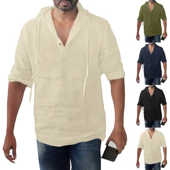 2019 Summer hawaiian Shirt Men's Baggy Cotton Linen Solid Button Plus Size Long Sleeve Hooded Shirts Tops M-3XL Camisas Hombre
2019 Summer hawaiian Shirt Men's Baggy Cotton Linen Solid Button Plus Size Long Sleeve Hooded Shirts Tops M-3XL Camisas Hombre