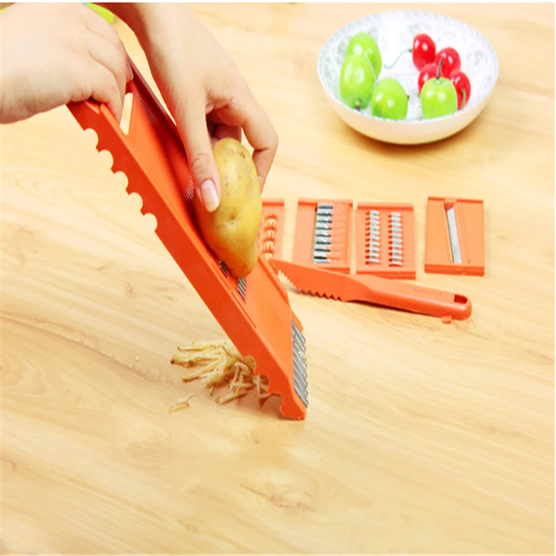 6 in 1 Plastic Vegetable Fruit Slicer Cutter Adjustable Stainless Steel Blades Multi-function Peeler Grater Useful Kitchen Tools
6 in 1 Plastic Vegetable Fruit Slicer Cutter Adjustable Stainless Steel Blades Multi-function Peeler Grater Useful Kitchen Tools