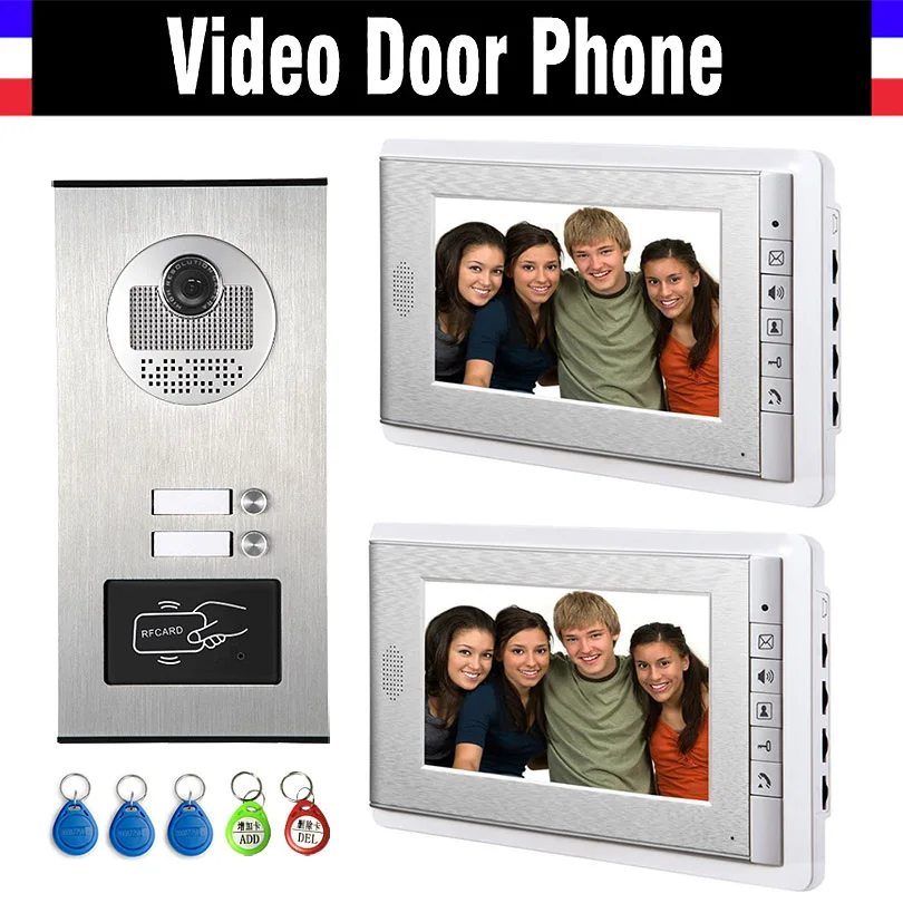2 Units Apartment Intercom System Video Intercom Video Door Phone Kit HD Camera 7 Inch Monitor with RFID keyfobs for 2 Household
2 Units Apartment Intercom System Video Intercom Video Door Phone Kit HD Camera 7 Inch Monitor with RFID keyfobs for 2 Household
