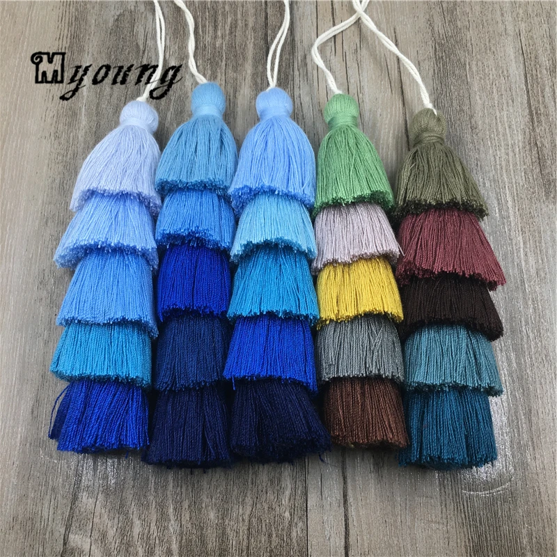 

BOHO Layered Tassels Fringe Five Tier Tassels Pendant Triple Cotton Tassel Ombre Tiered Earrings Tassels MY1492