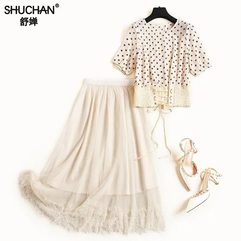 Shuchan Conjunto Feminino 2 Piece Set Women Polka Dot Tops+mesh Skirts Women Clothing Set For Summer Ensemble Femme Deux Pieces
Shuchan Conjunto Feminino 2 Piece Set Women Polka Dot Tops+mesh Skirts Women Clothing Set For Summer Ensemble Femme Deux Pieces