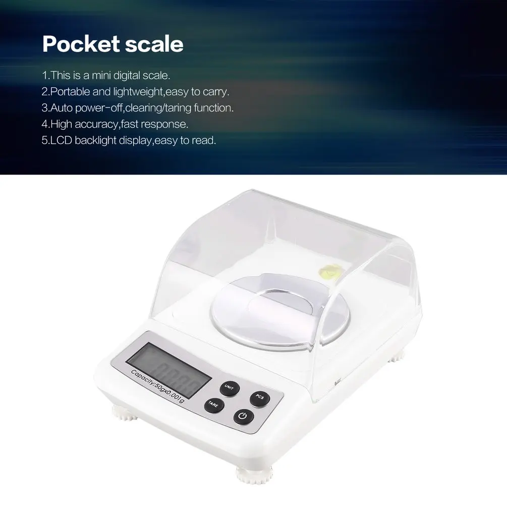 Mini Digital Pocket Scale 50Kg 0.001g Precision g/ozt/dwt/ct/oz/gn for Kitchen Jewellery Pharmacy Tare Weighing Weight Measure
Mini Digital Pocket Scale 50Kg 0.001g Precision g/ozt/dwt/ct/oz/gn for Kitchen Jewellery Pharmacy Tare Weighing Weight Measure