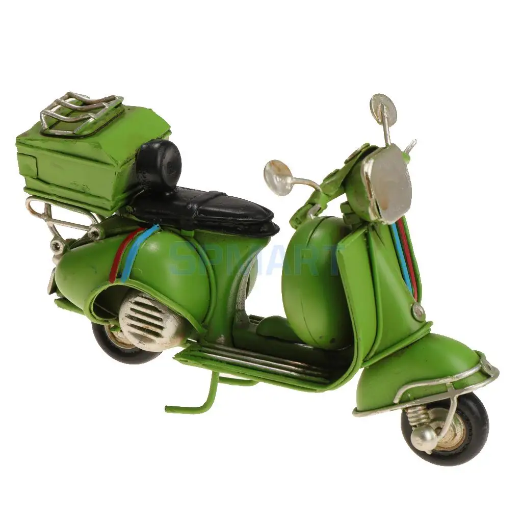 Vintage Motorcycle Model Handmade Mini Car Bar Decor Kids Gift Toy -Green