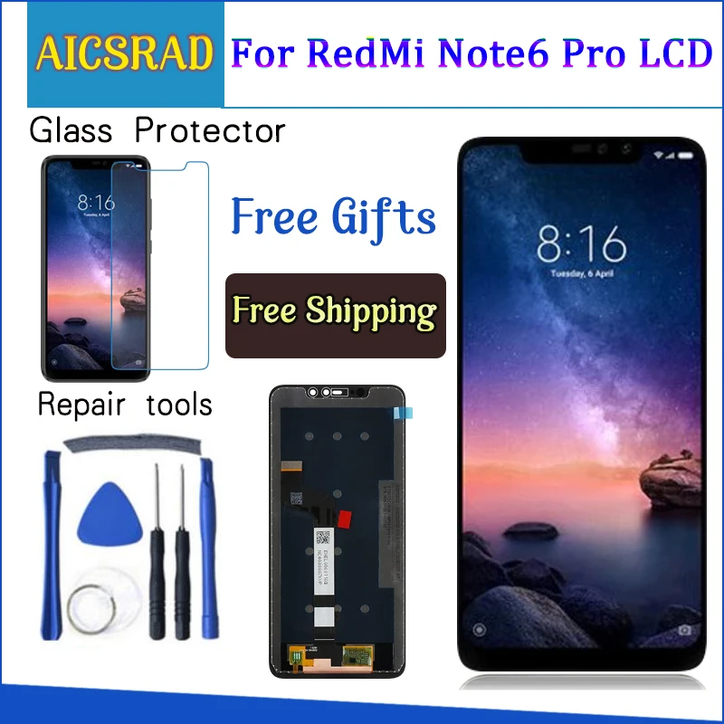 For XiaoMi Redmi Note 6 Pro LCD Display+Touch Screen Digitizer Assembly Repair Parts With Tools +Adhesive For Redmi Note 6Pro
For XiaoMi Redmi Note 6 Pro LCD Display+Touch Screen Digitizer Assembly Repair Parts With Tools +Adhesive For Redmi Note 6Pro