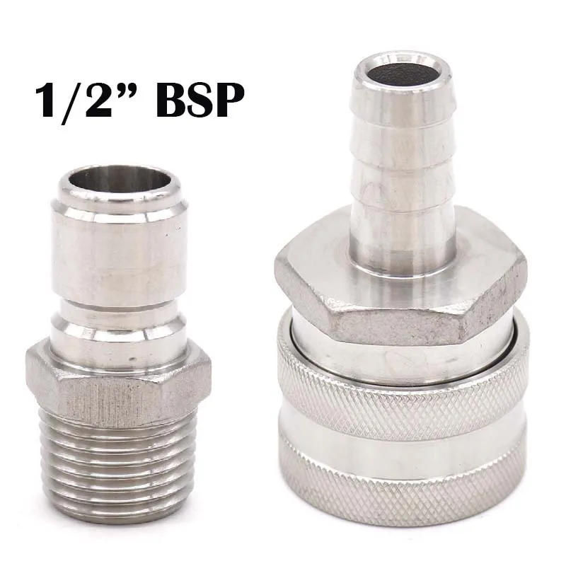 1/2"BSP Beer Quick Disconnect Set, Male QD-1/2" Male BSP, Female QD-1/2" Hose Barb,Wholesale and Retail, Homebrew Fittings
1/2"BSP Beer Quick Disconnect Set, Male QD-1/2" Male BSP, Female QD-1/2" Hose Barb,Wholesale and Retail, Homebrew Fittings