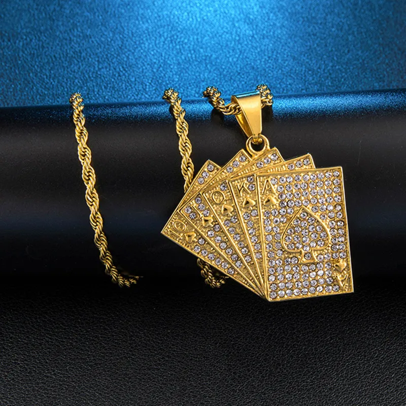 Interesting Micro Paved AAA+ CZ Poker Cards Necklaces Casino Playing Card Pendant For Men Women Rock Jewelry
Interesting Micro Paved AAA+ CZ Poker Cards Necklaces Casino Playing Card Pendant For Men Women Rock Jewelry