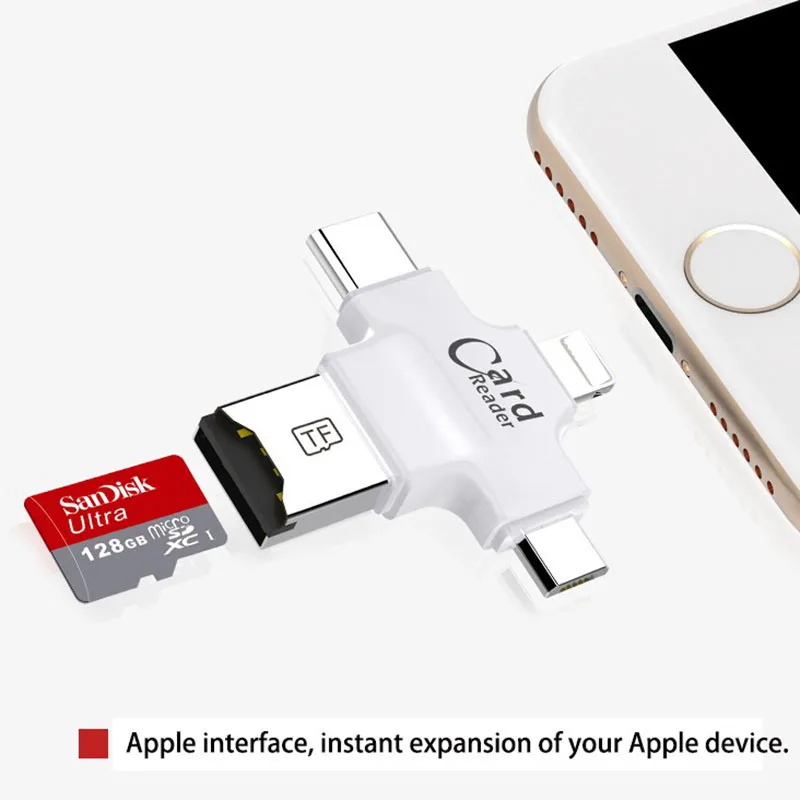 UVR 4 In 1 Office Tool Adapter Type-C/Micro USB/USB 2.0 Micro TF Card OTG for Android IPhone Type C Phone PC Data Sync |
