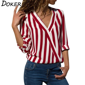 Women Striped Blouse V-neck Long Sleeve Blouses Shirts Casual Tops Work Wear Chiffon Shirt Plus Size Blusas Mujer De Moda 2019
Women Striped Blouse V-neck Long Sleeve Blouses Shirts Casual Tops Work Wear Chiffon Shirt Plus Size Blusas Mujer De Moda 2019