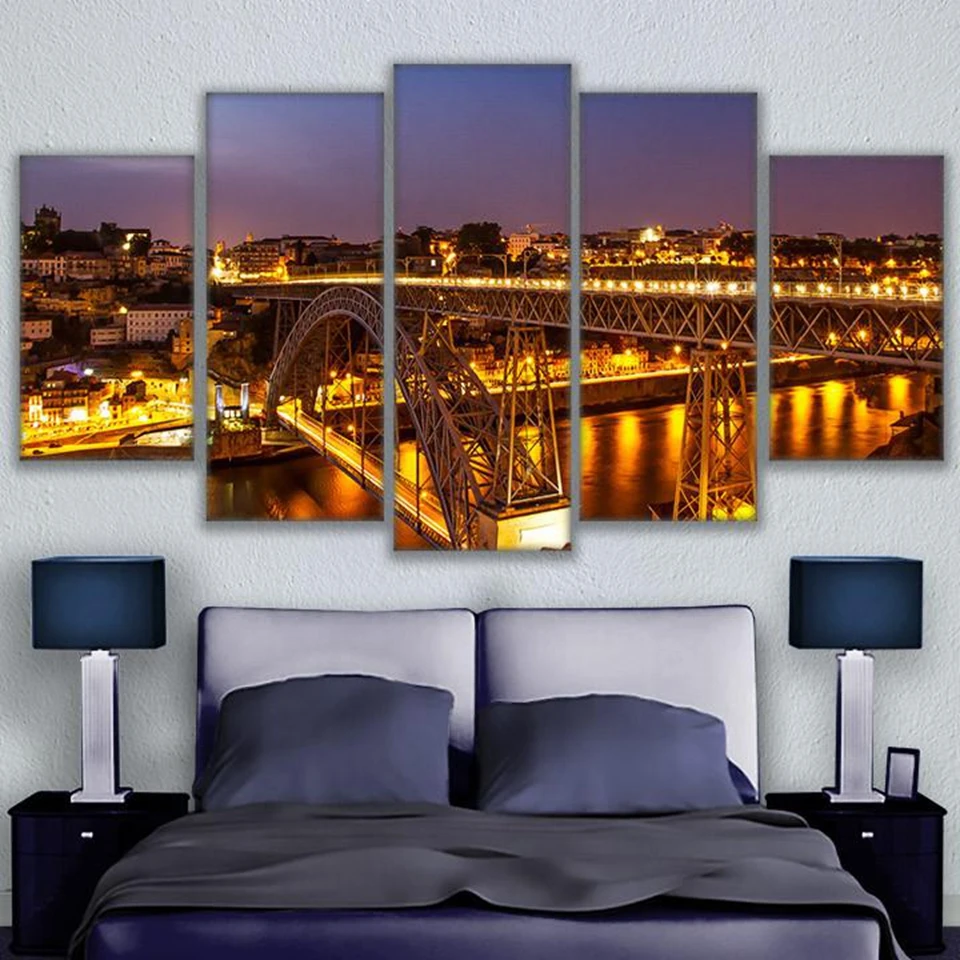 Wall Art Poster Prints Nightscape Canvas Pictures 5 Pieces Porto Ponte Dom Luis I Bridge Lights Painting Living Room Home Decor
Wall Art Poster Prints Nightscape Canvas Pictures 5 Pieces Porto Ponte Dom Luis I Bridge Lights Painting Living Room Home Decor