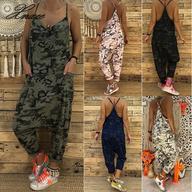 2020 explosion women's new sling camouflage jumpsuit | Женская одежда