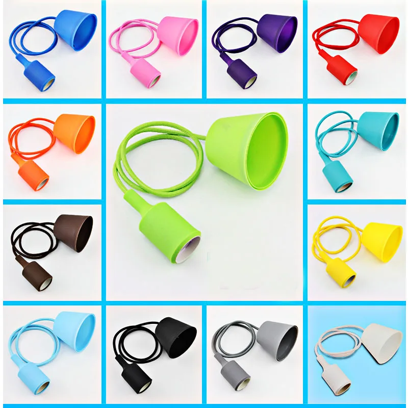 E27 base silicone holder Pendant Light Hanging lamp Line 1 meter 220V 20W colors wholesales for home bar coffee shop
E27 base silicone holder Pendant Light Hanging lamp Line 1 meter 220V 20W colors wholesales for home bar coffee shop