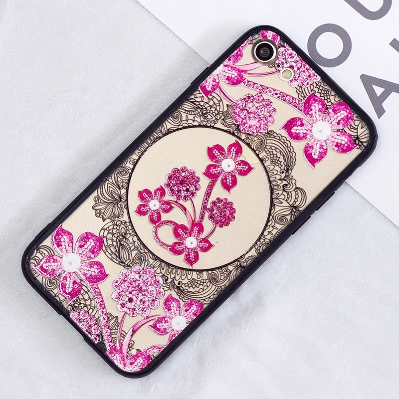 Фото 3D flower Lace case for iphone 7 plus/iphone 8 plus fundas carcasa floral printed plastic back cover coque hoesje kryt tok etui | Мобильные