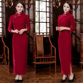 WINTER New Female Qipao Elegant Women Thick Long Sleeve Cheongsam Traditional Mandarin Collar Dress Vestidos Casual Gowns 3XL
WINTER New Female Qipao Elegant Women Thick Long Sleeve Cheongsam Traditional Mandarin Collar Dress Vestidos Casual Gowns 3XL