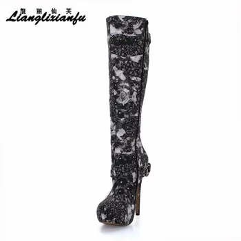 LLXF stilettos Black Print Knee-High Motorcycle boots 14cm Thin Heels Round Toe Buckle Shoes woman botas mujer platforms pumps
LLXF stilettos Black Print Knee-High Motorcycle boots 14cm Thin Heels Round Toe Buckle Shoes woman botas mujer platforms pumps