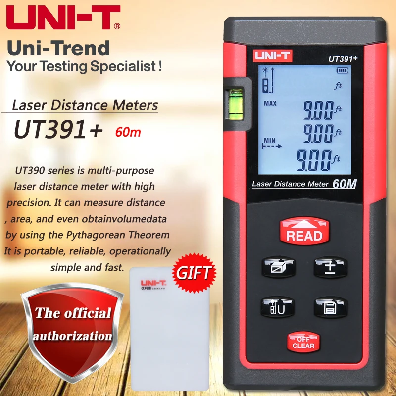 UNI-T UT391+ 60m high-precision laser rangefinder measuring room area / volume measurement level bubble data storage
UNI-T UT391+ 60m high-precision laser rangefinder measuring room area / volume measurement level bubble data storage