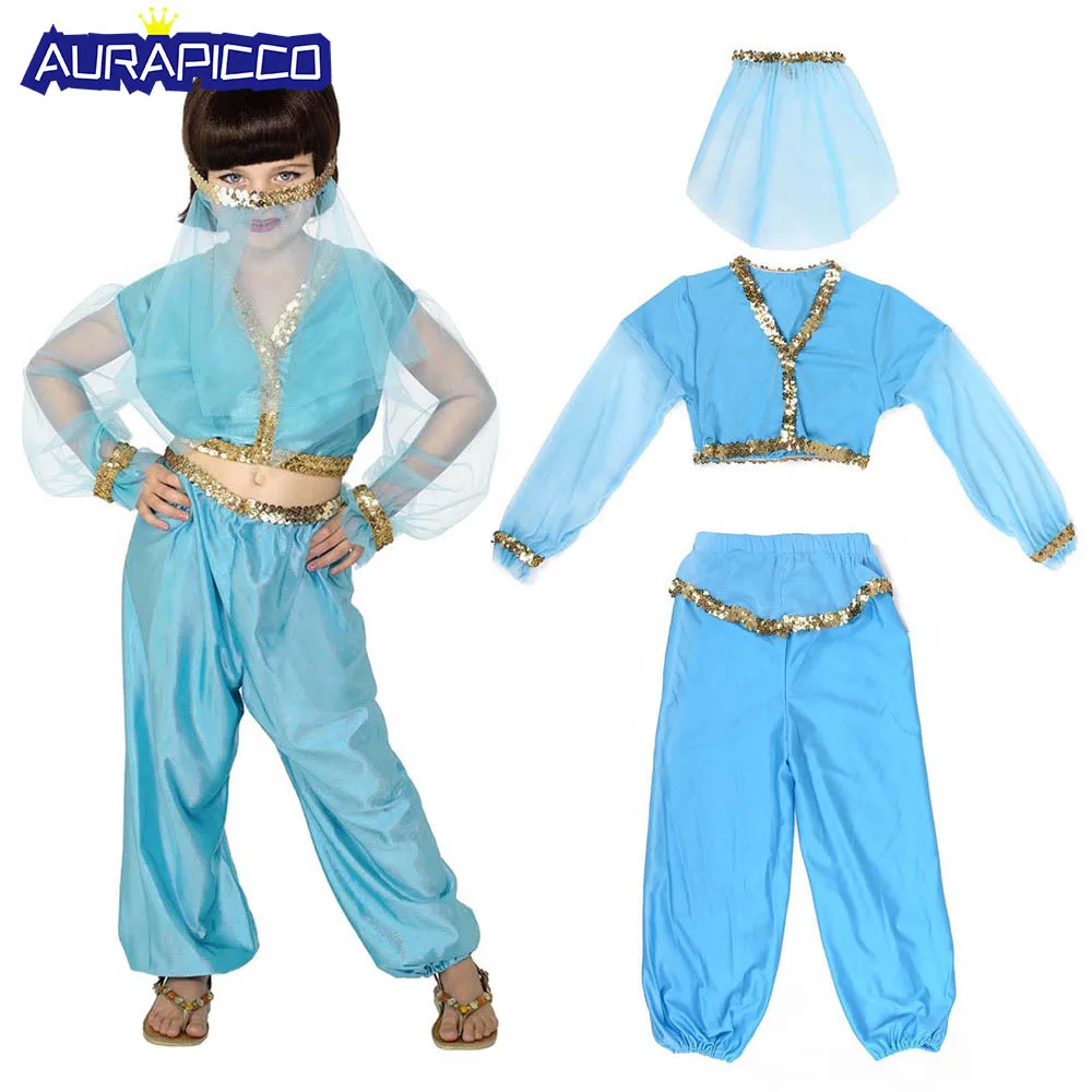 Girl's Arabian Costume Princess Jasmine Aladdin Genie Belly Dance Dress Veil Harem Outfit Halloween Carnival Fancy Dress
Girl's Arabian Costume Princess Jasmine Aladdin Genie Belly Dance Dress Veil Harem Outfit Halloween Carnival Fancy Dress