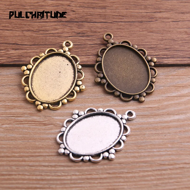 PULCHRITUDE 6pcs 18*25mm Inner Size Three Color Metal Alloy Simple Oval Cabochon Pendant Setting Jewelry Findings P6804
PULCHRITUDE 6pcs 18*25mm Inner Size Three Color Metal Alloy Simple Oval Cabochon Pendant Setting Jewelry Findings P6804