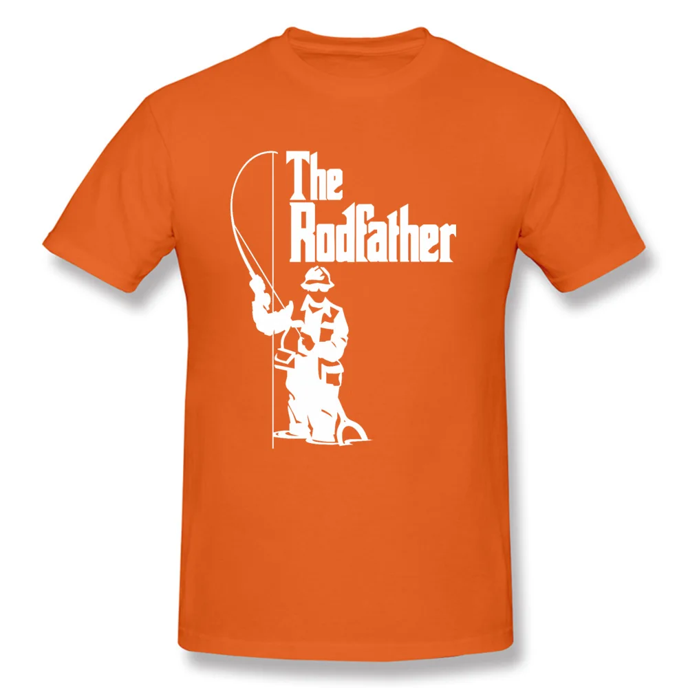 The-Rodfather-Fishinger Summer Tops & Tees for Men Cotton Fabric Father Day Crew Neck Top T-shirts Casual T-Shirt 2018 Newest The-Rodfather-Fishinger orange