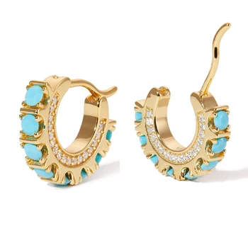 high quality gold silver color pave turquoises cz stone circle hoop earring for women trendy jewelry
high quality gold silver color pave turquoises cz stone circle hoop earring for women trendy jewelry