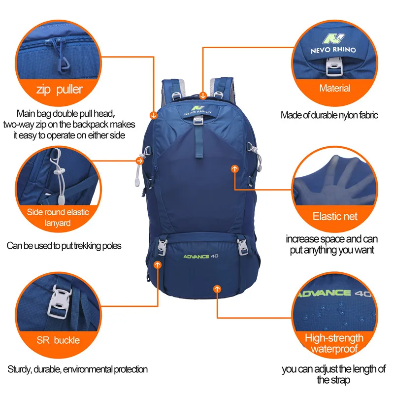 NEVO Rhino 65L Internal Frame Backpack,Ultralight Waterproof Daypack for Hiking Camping