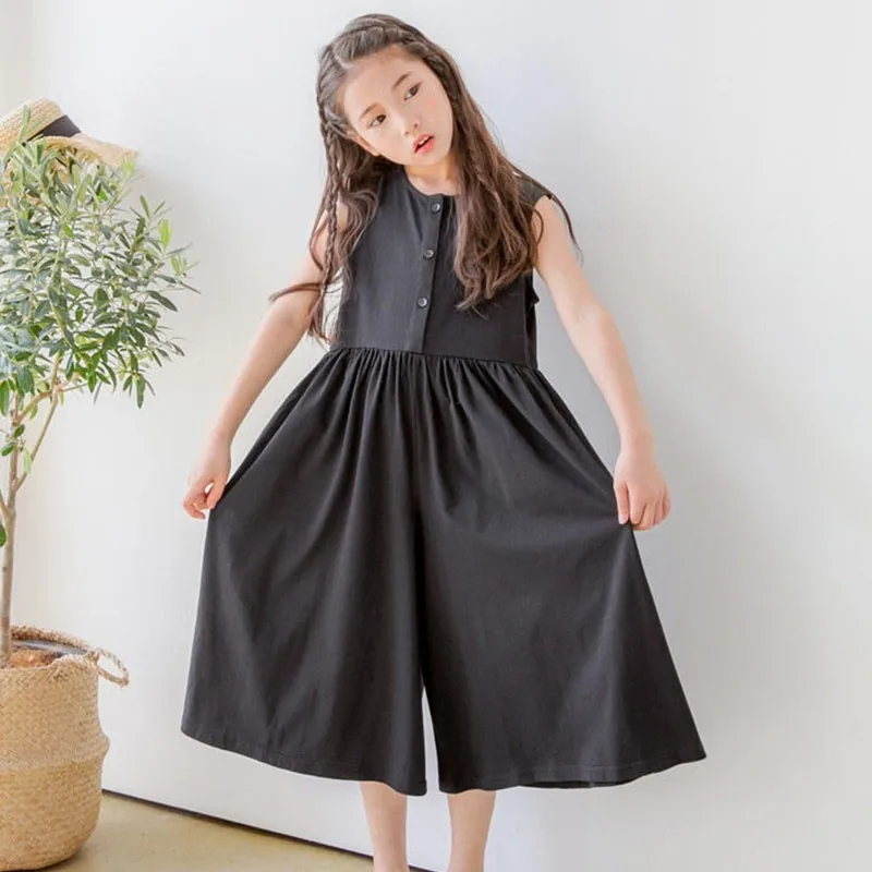 Black Cotton Sleeveless Dresses Loose Pants For Baby Big Girls Summer 2019 High Waist Wide Leg Trousers Dress Children Clothing
Black Cotton Sleeveless Dresses Loose Pants For Baby Big Girls Summer 2019 High Waist Wide Leg Trousers Dress Children Clothing