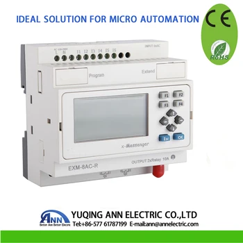 PLC EXM-8AC-R-HMI with LCD,Programmable logic controller,Voltage: AC110-240V Input: 6 digital Output: 2relay(10A)
PLC EXM-8AC-R-HMI with LCD,Programmable logic controller,Voltage: AC110-240V Input: 6 digital Output: 2relay(10A)
