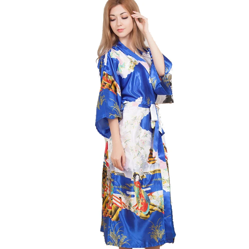 

Шелковый Атласный Свадебный халат для невесты и подружки невесты, цветочный халат, длинное кимоно, винтажный халат, модный халат для женщин