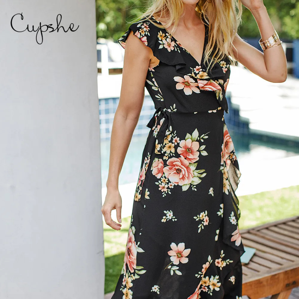CUPSHE Women's Vintage Floral Long Maxi Dress V neck Ruffles Bohemian Wrap Sundress 2019 festa New Summer Short Sleeve Vestido
CUPSHE Women's Vintage Floral Long Maxi Dress V neck Ruffles Bohemian Wrap Sundress 2019 festa New Summer Short Sleeve Vestido