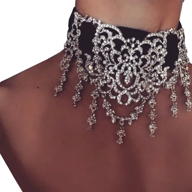 Женский чокер в готическом стиле роскошное ожерелье-чокер Стразы с кристаллами