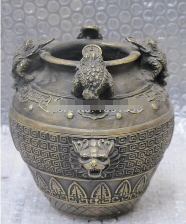 B0601 4076"Chinese Bronze carving goldtoad Four Frog Jinchan Lion head money box Pot statue
B0601 4076"Chinese Bronze carving goldtoad Four Frog Jinchan Lion head money box Pot statue