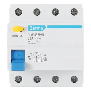 BL1E-63 3P+N 63A RCCB Residual Current Circuit Breaker 230V 30mA electric leakage protection mini circuit breaker
BL1E-63 3P+N 63A RCCB Residual Current Circuit Breaker 230V 30mA electric leakage protection mini circuit breaker