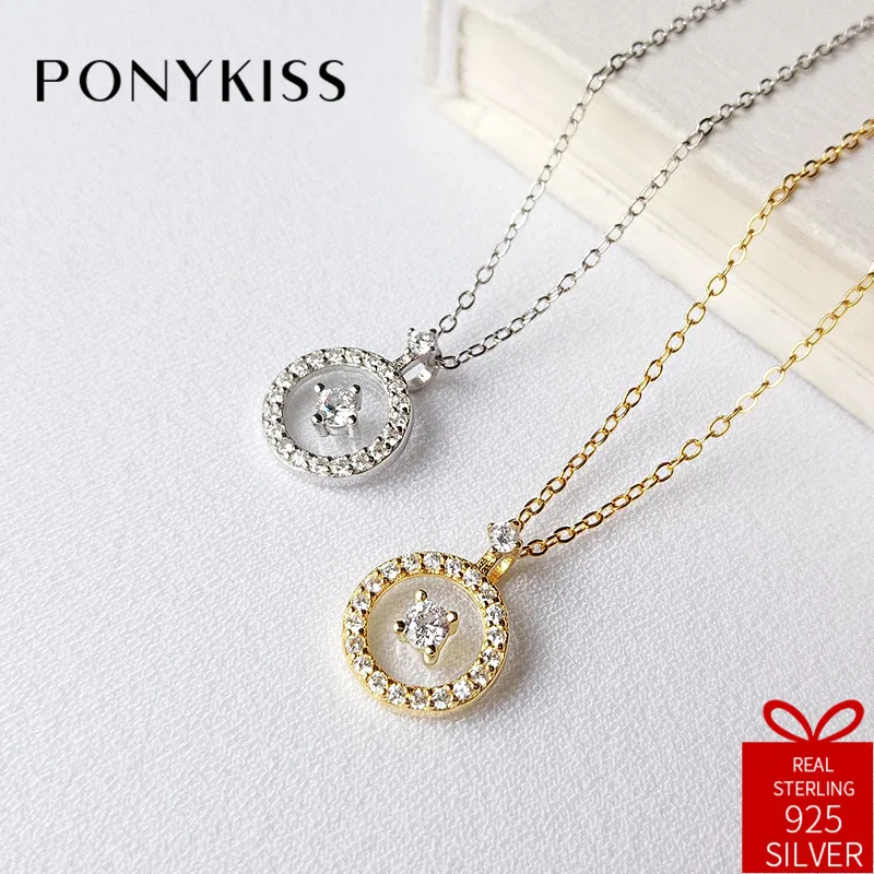 PONYKISS Trendy 100% 925 Sterling Silver New Chic Zircon Round Pendant Necklace For Women Party Delicate Accessory Fashion Gift
PONYKISS Trendy 100% 925 Sterling Silver New Chic Zircon Round Pendant Necklace For Women Party Delicate Accessory Fashion Gift