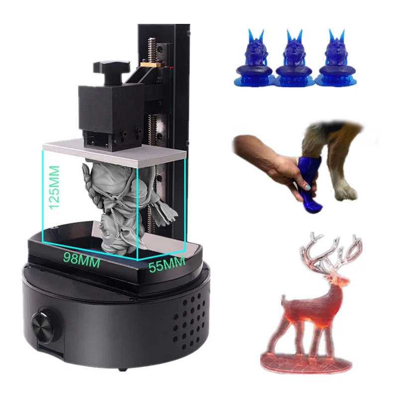 3D Printer UV Curing SLA/LCD Photon Print Volume 98 *55 *125mm Desktop Use for Jewelry Dentistry Models Art Education
3D Printer UV Curing SLA/LCD Photon Print Volume 98 *55 *125mm Desktop Use for Jewelry Dentistry Models Art Education