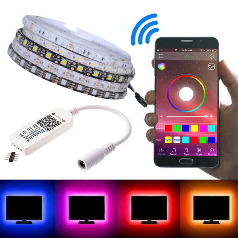 Bluetooth USB LED Strip 5V RGB Tape 5050 TV Background Lighting 50CM 1M 2M 3M 4M 5M Music with Controller | Лампы и освещение