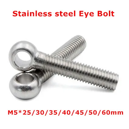 20pcs M5*25/30/35/40mm Stainless steel Eye Bolt Screw, Stud Articulated Slipknot Anchor Bolt Nuts Fastener
20pcs M5*25/30/35/40mm Stainless steel Eye Bolt Screw, Stud Articulated Slipknot Anchor Bolt Nuts Fastener