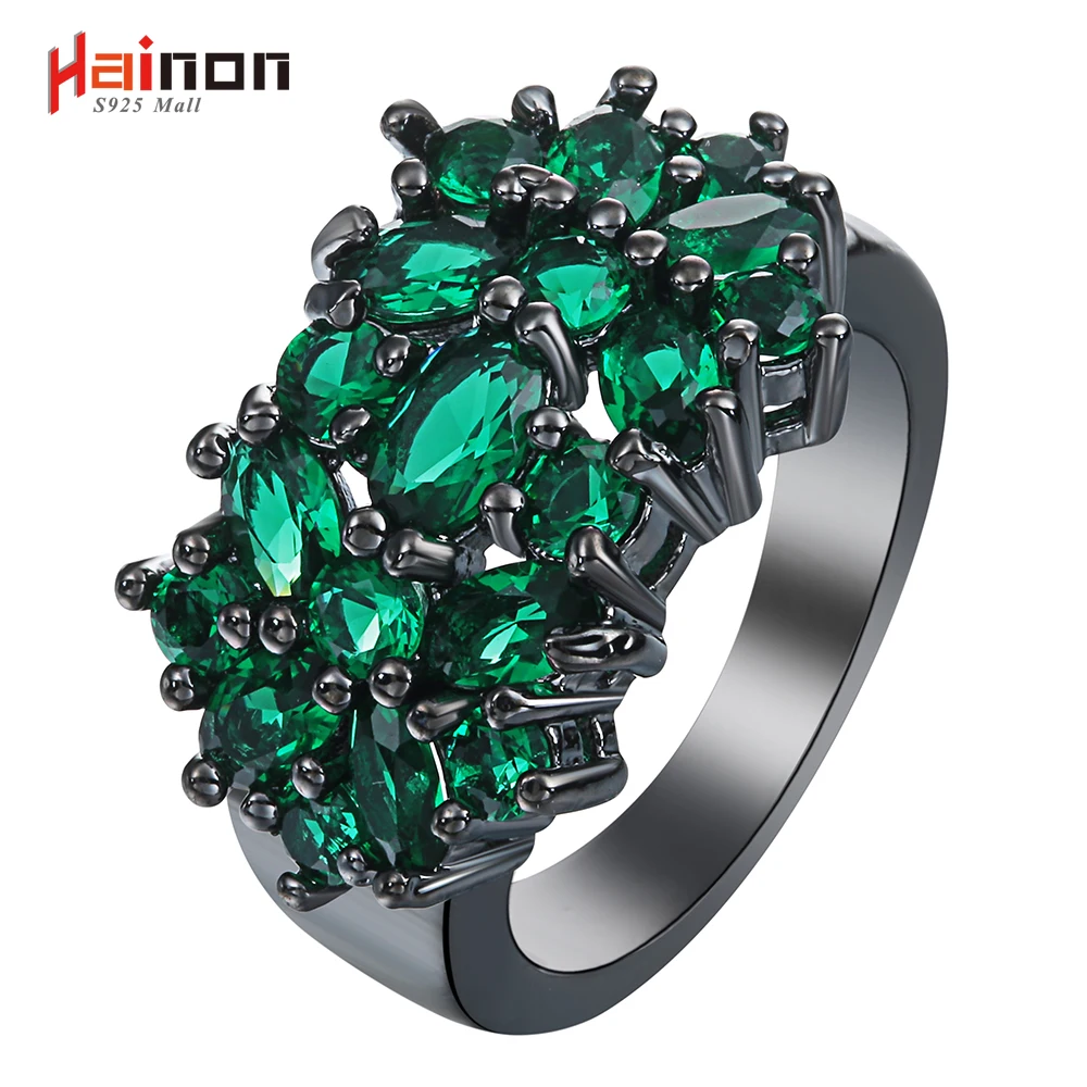 New Flower black Rings for women fashion jewelry gift elegant princess Green Stone czech zircon Engagement Ring factory Price
New Flower black Rings for women fashion jewelry gift elegant princess Green Stone czech zircon Engagement Ring factory Price