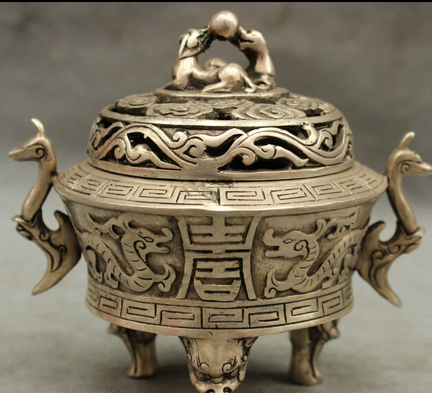 JP S0606 Marked Chinese Silver Folk Dragon Beast Lion Head Statue Incense Burner Censer Discount 35%
JP S0606 Marked Chinese Silver Folk Dragon Beast Lion Head Statue Incense Burner Censer Discount 35%