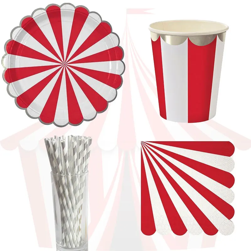 Circus Paper Disposable Tableware Red Striped Plates Cups Wedding Birthday Party Supplies Foild Bronzing Christmas Decorations
Circus Paper Disposable Tableware Red Striped Plates Cups Wedding Birthday Party Supplies Foild Bronzing Christmas Decorations