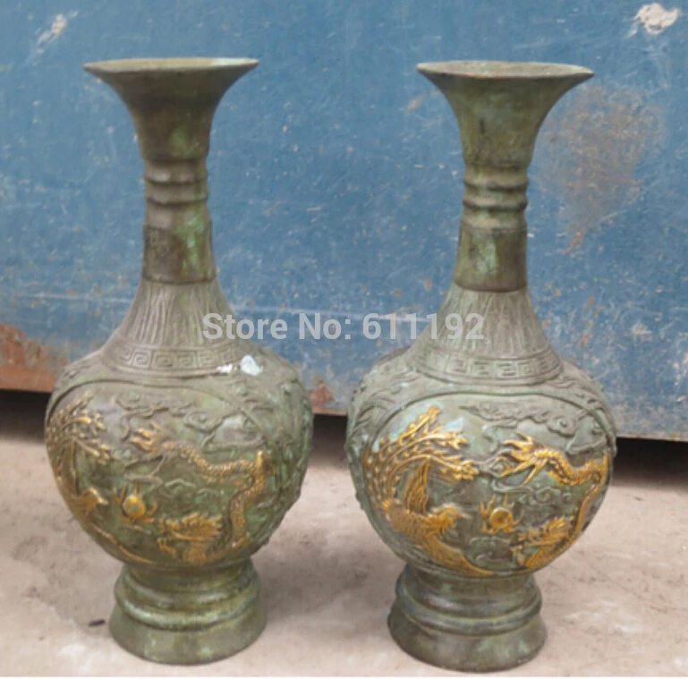 9.5inch A pair Metal Crafts vases Collectible Decorated Handwork chinese bronze carved dragon vase
9.5inch A pair Metal Crafts vases Collectible Decorated Handwork chinese bronze carved dragon vase