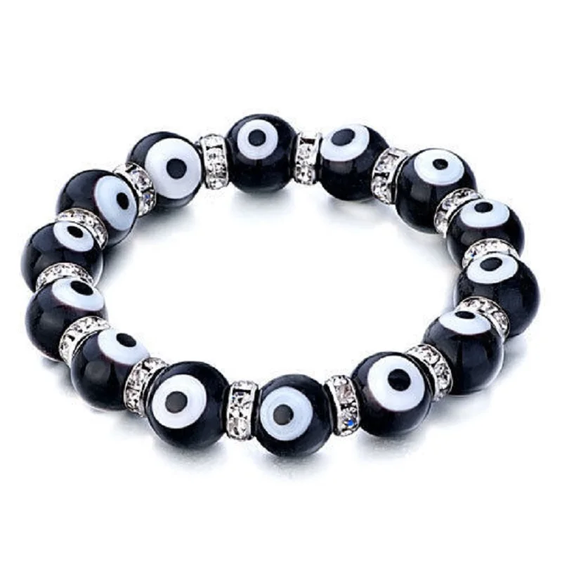 Summer Bohemia New Crystal Glass Turkish Evil Eye Black Bead Strand Bracelet For Men Women Couples Lovers Lucky Amulet Jewelry
Summer Bohemia New Crystal Glass Turkish Evil Eye Black Bead Strand Bracelet For Men Women Couples Lovers Lucky Amulet Jewelry