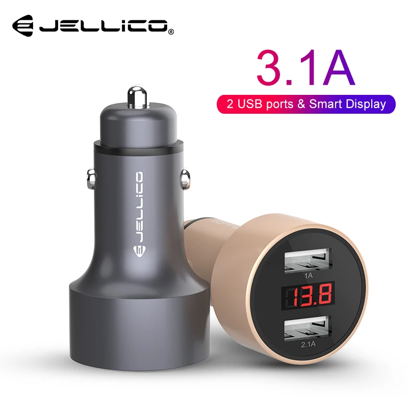 Jellico Dual USB Car Charger Digital LED Display 5V 3.1A Fast Charging Phone Charger Adapter Voltage Monitoring Car-charger
Jellico Dual USB Car Charger Digital LED Display 5V 3.1A Fast Charging Phone Charger Adapter Voltage Monitoring Car-charger