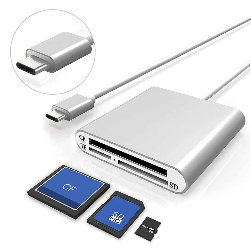Устройство для чтения карт памяти 3-в-1 USB 3 0 Type C компактный адаптер флэш-карт CF/SD/TF